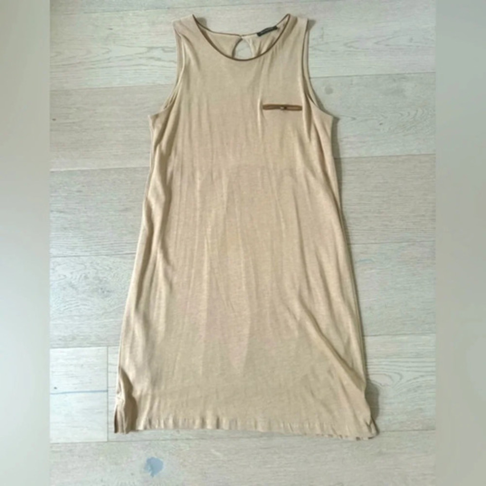 Massimo Dutti sleeveless beige dress size small